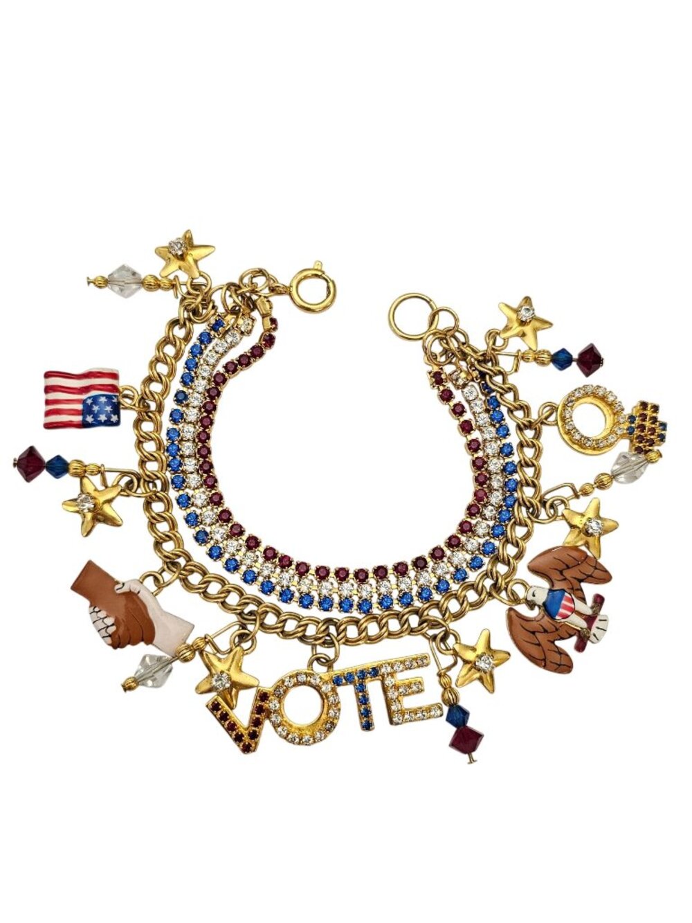 Lunch At The Ritz Patriotic Bracelet Flag Eagle Vote Charms J839